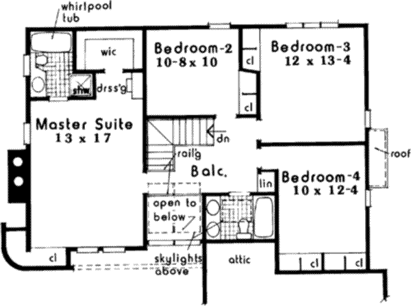 Modern Floor Plan - Upper Floor Plan #3-164