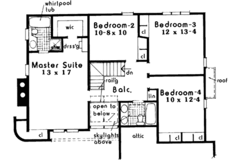 Dream House Plan - Floor Plan - Upper Floor for Modern House Plan #3-164 - 4 bed, 2.5 bath
