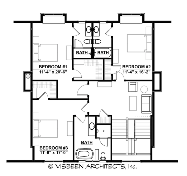 Dream House Plan - Floor Plan - Upper Floor for Farmhouse House Plan #928-445 - 4 bed, 4.5 bath