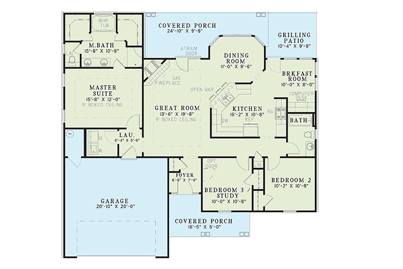 House Design - Floor Plan - Main Floor for Country House Plan #17-2709 - 3 bed, 2 bath