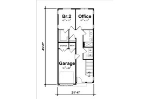 Floor Plan - Main Floor for Modern House Plan #20-2565 - 2 bed, 2.5 bath