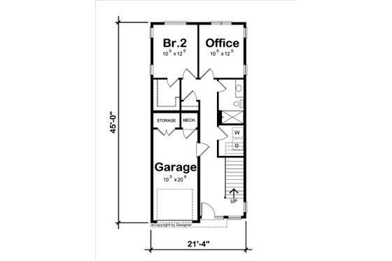 Floor Plan - Main Floor for Modern House Plan #20-2565 - 2 bed, 2.5 bath