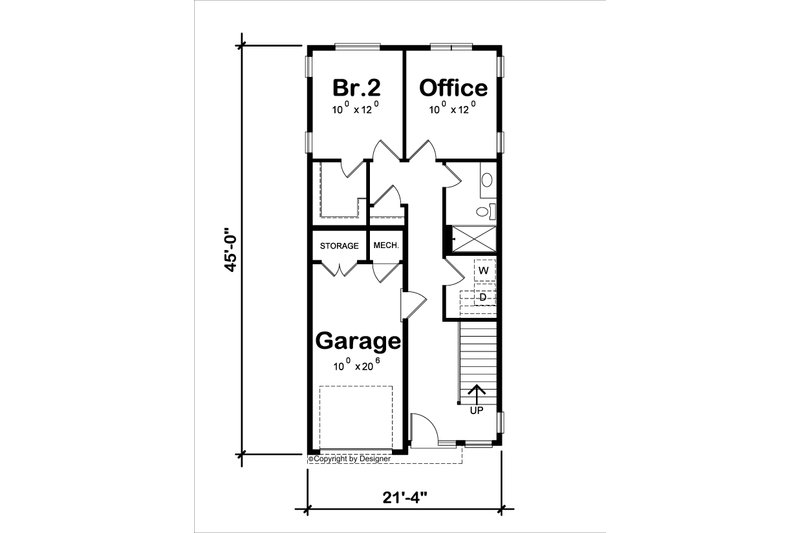 Home Plan - Floor Plan - Main Floor for Modern House Plan #20-2565 - 2 bed, 2.5 bath