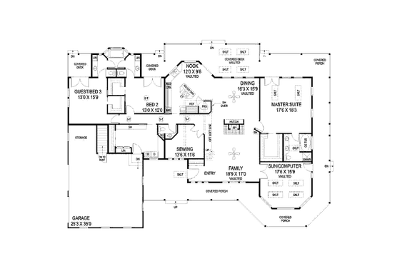 Floor Plan - Main Floor for Country House Plan #60-646 - 3 bed, 2.5 bath