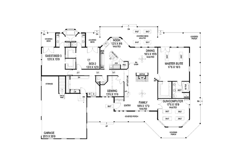 Home Plan - Floor Plan - Main Floor for Country House Plan #60-646 - 3 bed, 2.5 bath