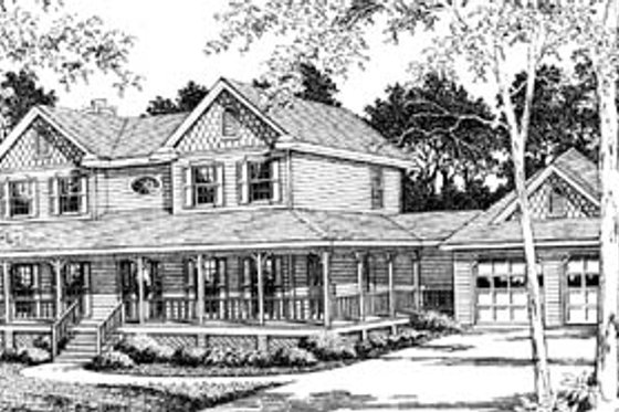 Exterior - Front Elevation for Country House Plan #10-254 - 3 bed, 2.5 bath
