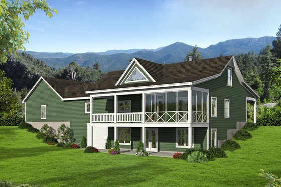 Exterior - Rear Elevation 1 for Country House Plan #932-63 - 2 bed, 2 bath