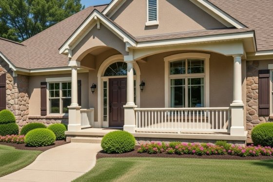 Exterior - Covered Porch for European House Plan #20-1820 - 3 bed, 4 bath