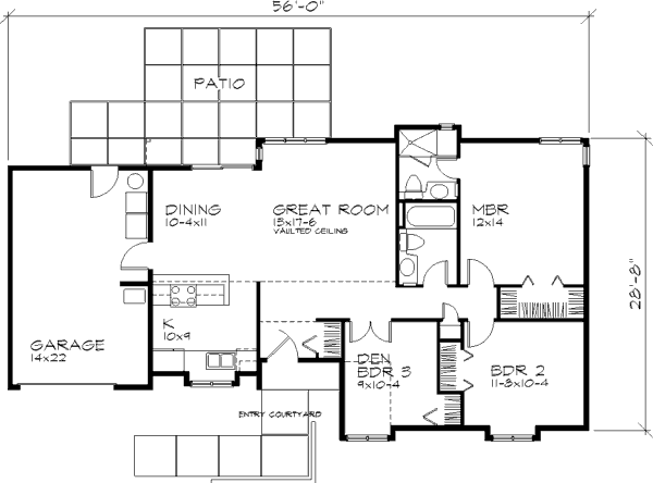 Home Plan - Ranch Floor Plan - Main Floor Plan #320-318