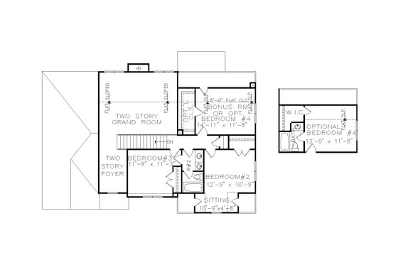 Floor Plan - Upper Floor for Traditional House Plan #54-456 - 3 bed, 2.5 bath