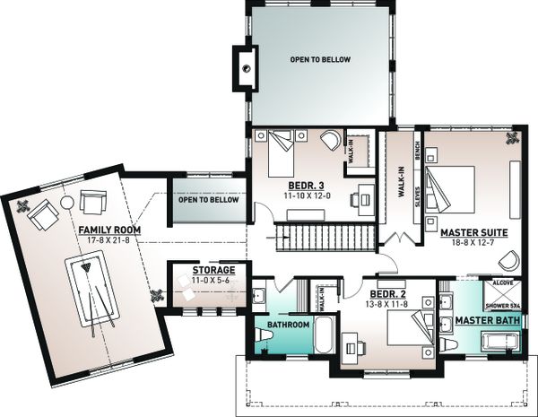 House Blueprint - Farmhouse Floor Plan - Upper Floor Plan #23-2742