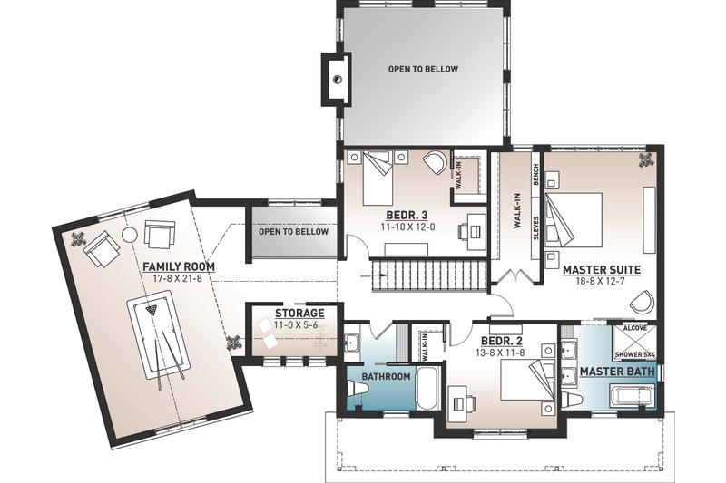 Home Plan - Floor Plan - Upper Floor for Farmhouse House Plan #23-2742 - 3 bed, 2.5 bath
