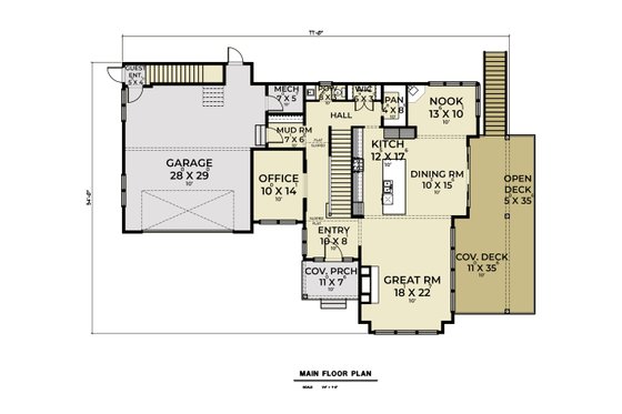 Floor Plan - Main Floor for Traditional House Plan #1070-178 - 4 bed, 4.5 bath