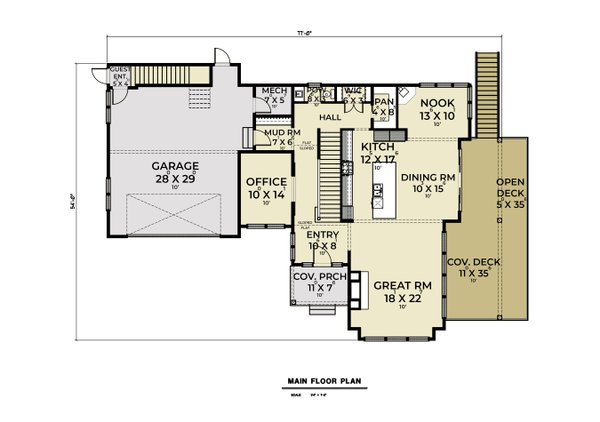Architectural House Design - Traditional Floor Plan - Main Floor Plan #1070-178
