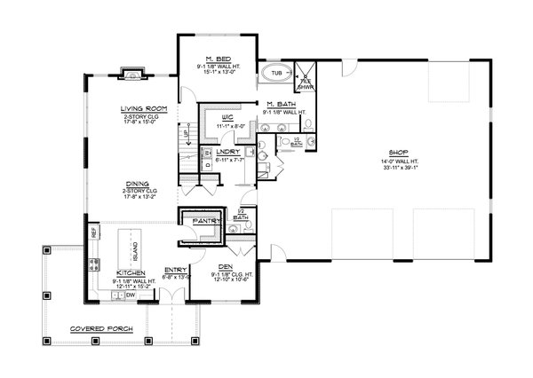 Floor Plan - Main Floor for Farmhouse House Plan #1064-127 - 3 bed, 2.5 bath
