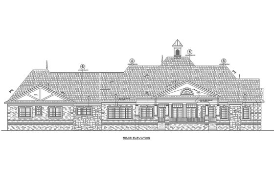 Exterior - Rear Elevation for European House Plan #20-2333 - 4 bed, 4.5 bath