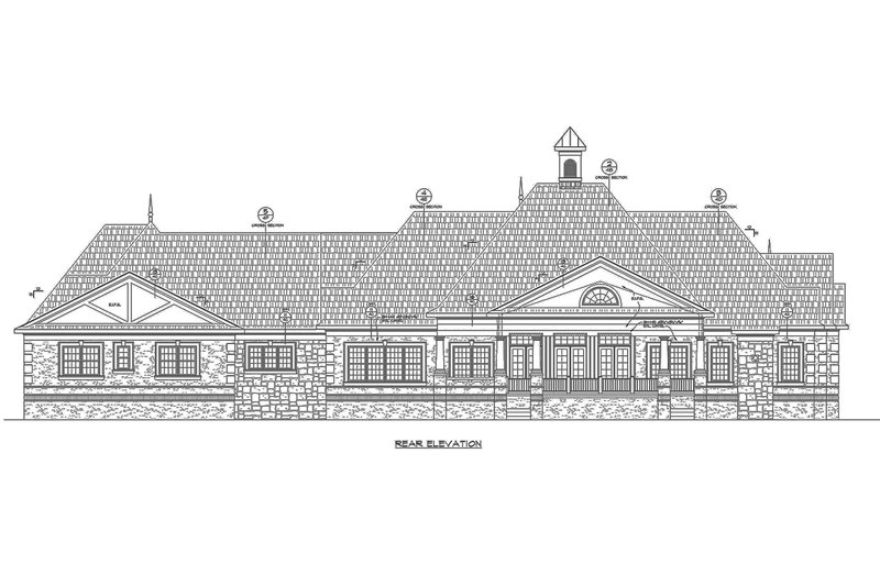 House Blueprint - Exterior - Rear Elevation for European House Plan #20-2333 - 4 bed, 4.5 bath