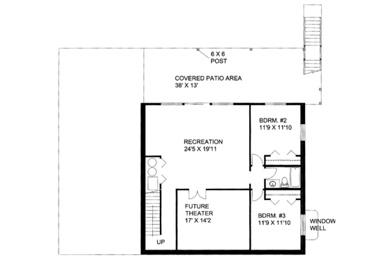 Floor Plan - Lower Floor for Bungalow House Plan #117-746 - 3 bed, 3 bath