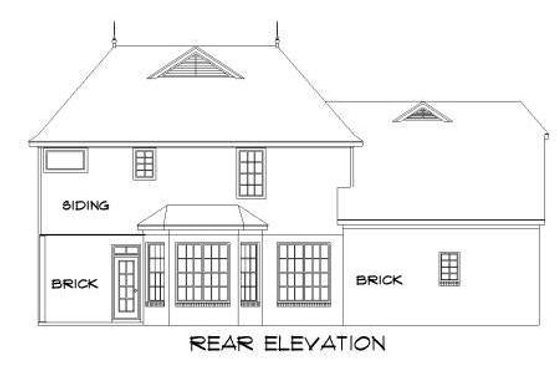 Exterior - Rear Elevation for European House Plan #424-99 - 3 bed, 2.5 bath