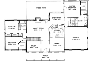 Floor Plan - Main Floor for Colonial House Plan #10-112 - 3 bed, 2 bath