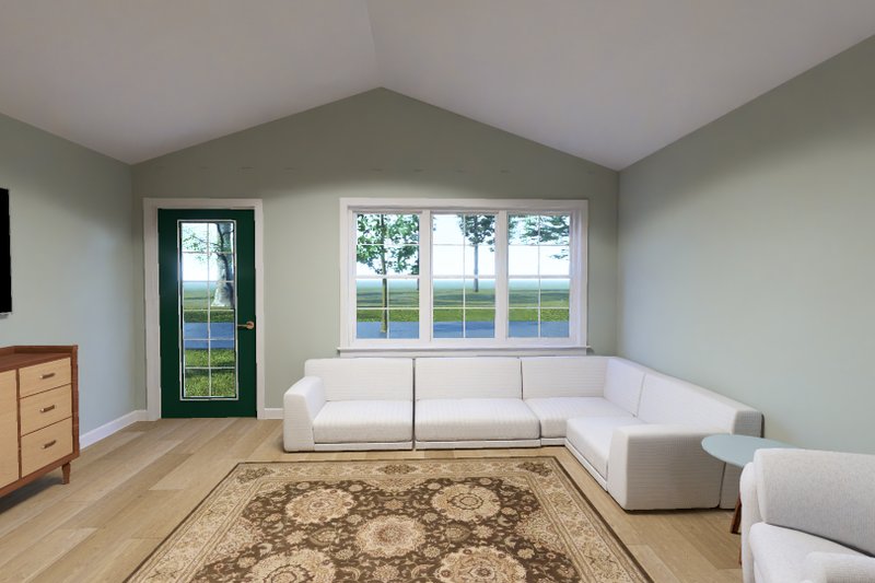 Dream House Plan - Interior - Family Room for Cottage House Plan #513-2434 - 1 bed, 1 bath