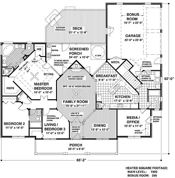 Country Floor Plan - Main Floor Plan #56-582