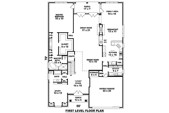 Floor Plan - Main Floor for European House Plan #81-1299 - 3 bed, 4 bath