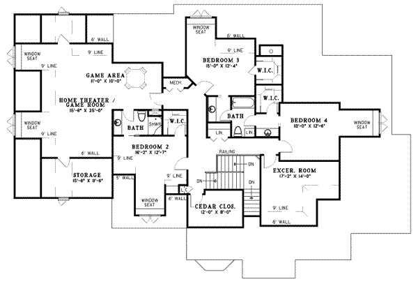 European Floor Plan - Upper Floor Plan #17-524