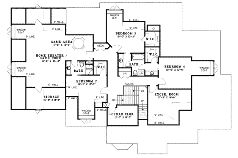 Dream House Plan - Floor Plan - Upper Floor for European House Plan #17-524 - 4 bed, 4 bath