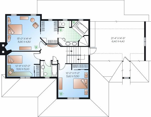 Architectural House Design - Country Floor Plan - Upper Floor Plan #23-745
