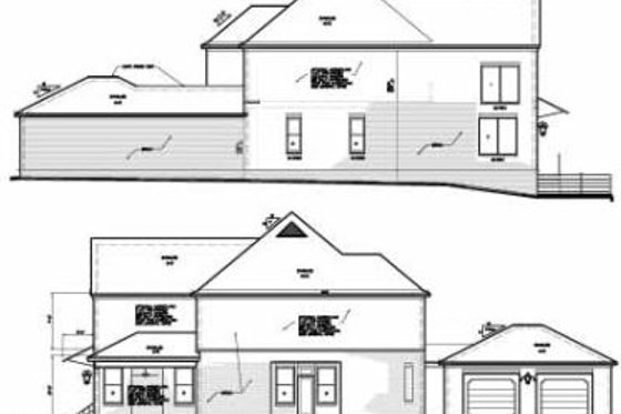 Exterior - Rear Elevation for European House Plan #15-256 - 3 bed, 2.5 bath