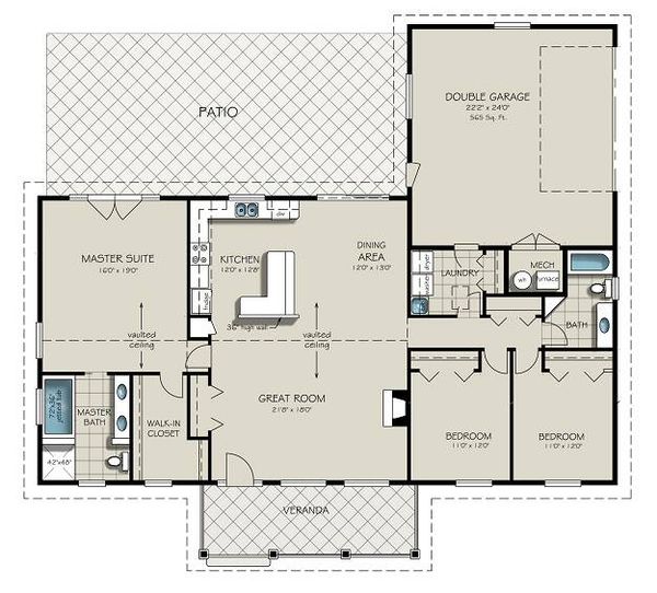 House Blueprint - Ranch style plan 427-6 main floor