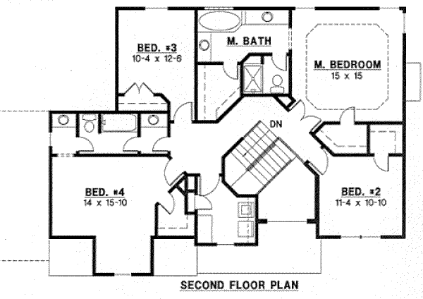 Traditional Floor Plan - Upper Floor Plan #67-754