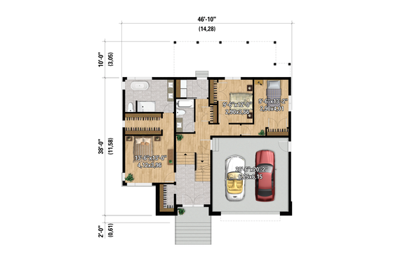 Floor Plan - Main Floor for European House Plan #25-4985 - 3 bed, 2 bath