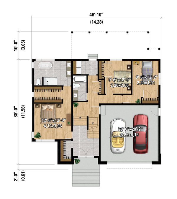 European Style House Plan - 3 Beds 2 Baths 2406 Sq/Ft Plan #25-4985 ...