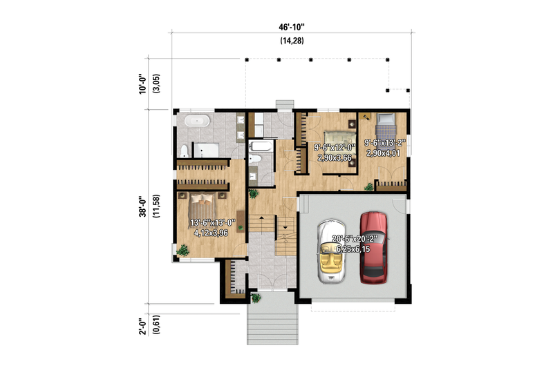 Architectural House Design - Floor Plan - Main Floor for European House Plan #25-4985 - 3 bed, 2 bath