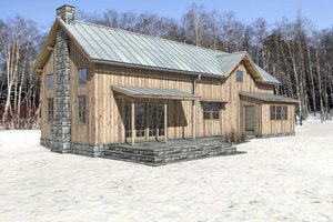 Exterior - Rear Elevation for Cabin House Plan #497-47 - 3 bed, 2 bath