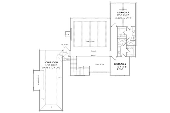 Floor Plan - Upper Floor for European House Plan #1096-10 - 4 bed, 4.5 bath