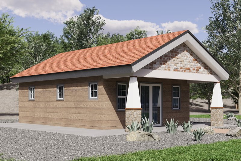 House Blueprint - Exterior - Front Elevation 4 for Craftsman House Plan #1106-113, 1 bath