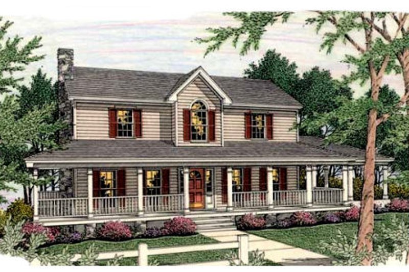 Dream House Plan - Farmhouse Exterior - Front Elevation Plan #406-219