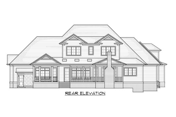 Exterior - Rear Elevation 1 for Country House Plan #1054-95 - 5 bed, 5.5 bath