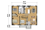 Country Style House Plan - 3 Beds 1 Baths 1102 Sq/Ft Plan #25-4402 