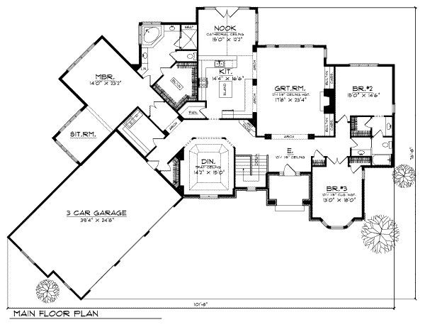 House Design - European Floor Plan - Main Floor Plan #70-494