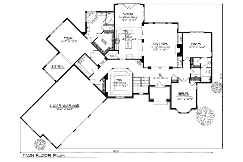 Home Plan - Floor Plan - Main Floor for European House Plan #70-494 - 3 bed, 2 bath
