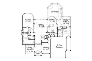 Floor Plan - Main Floor for European House Plan #411-414 - 5 bed, 4.5 bath