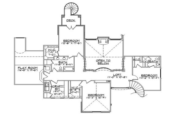 Floor Plan - Upper Floor for European House Plan #5-442 - 6 bed, 6.5 bath