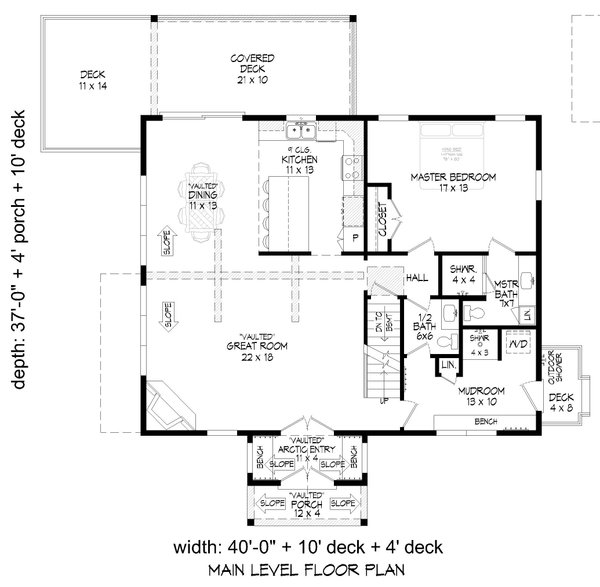 Southern Floor Plan - Main Floor Plan #932-887