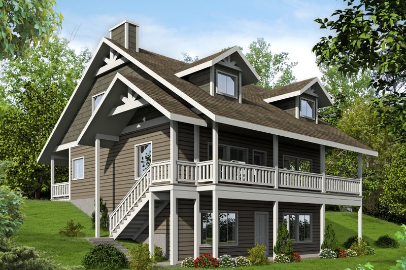 House Design - Cabin Exterior - Front Elevation Plan #117-644
