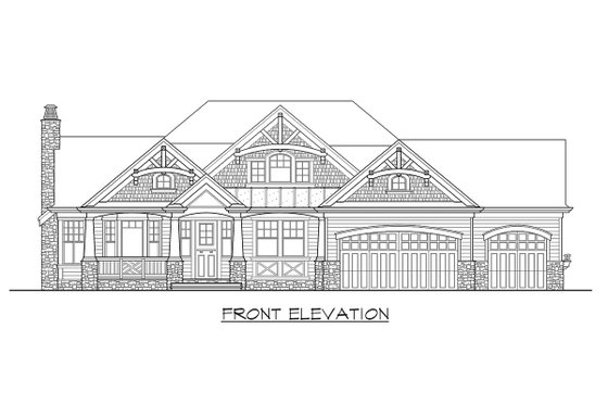 Exterior - Front Elevation 3 for Craftsman House Plan #132-231 - 3 bed, 2 bath
