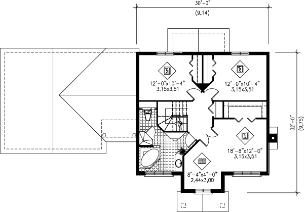 Colonial Floor Plan - Upper Floor Plan #25-2008